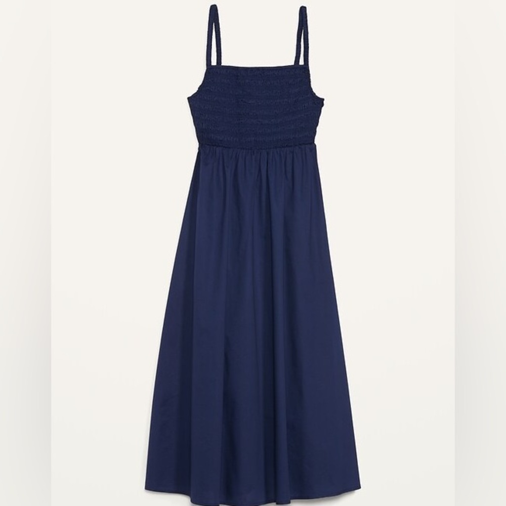 NWT! Women’s Navy Smocked Maxi Dress with Cutout and Pockets. Wedding guest